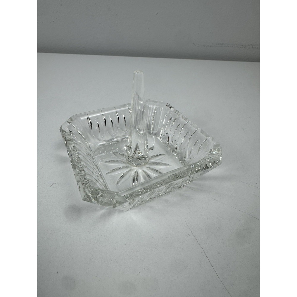 Vtg MCM Crystal Ring Holder Trinket Dish Jewelry Vanity Catchall